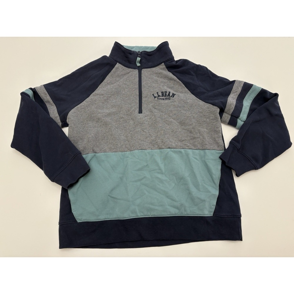 LL Bean 1912 Quarter Zip Sweatshirt Womens Size M Blue Gray Turquoise